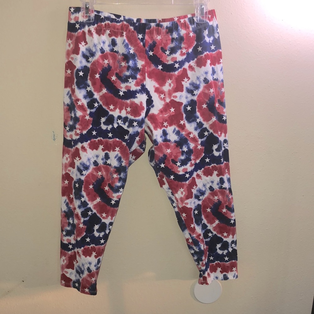 Girls Large No Boundaries Tie dye Fourth of July leggings